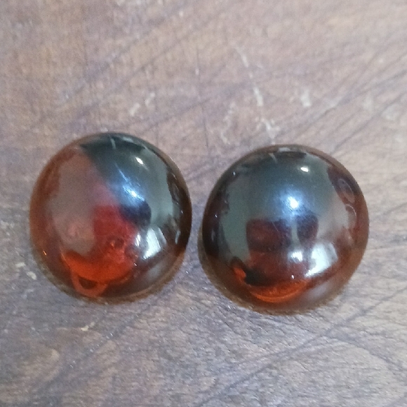 Source Unknown Jewelry - Large Amber Round Clip-on Earrings -